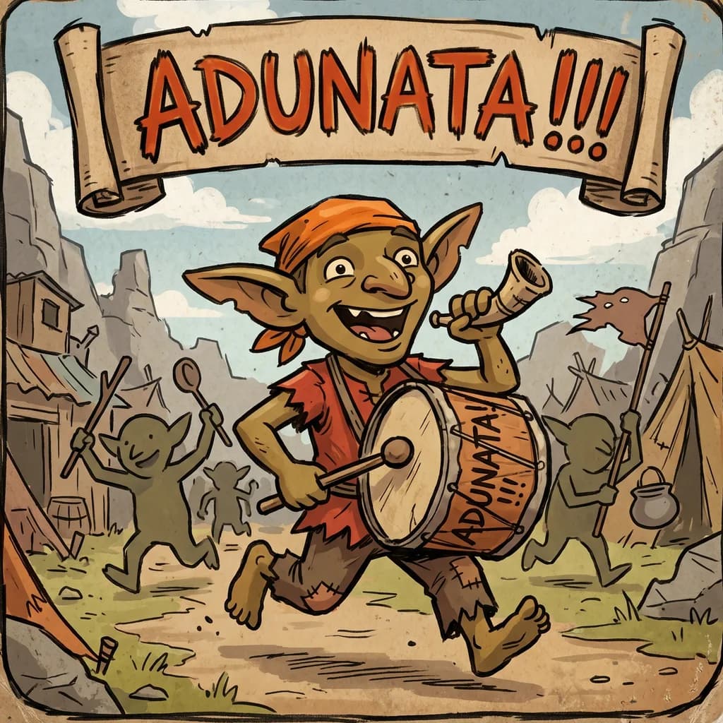 L’illustrazione originale di Adunata, con il goblin che richiama gli amici al gioco